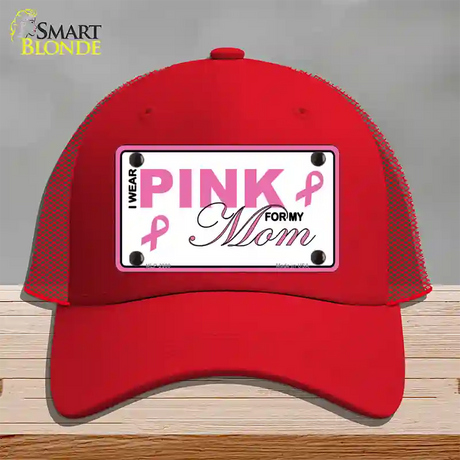 Pink For My Mom Novelty License Plate Hat Mesh / Red