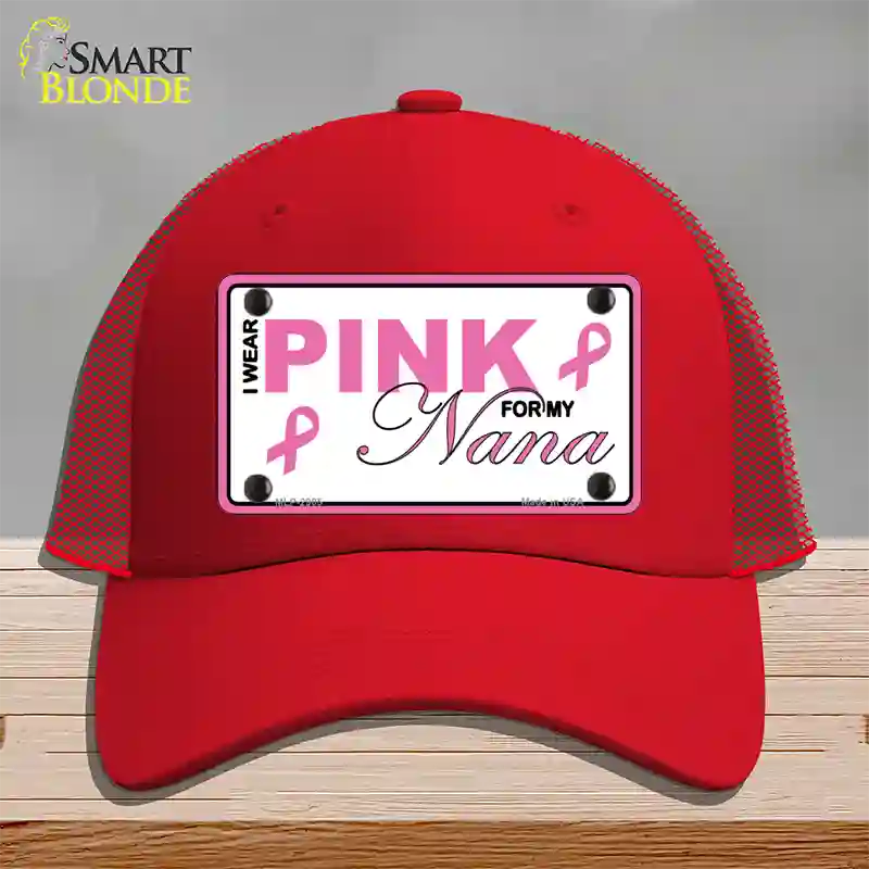 Pink For My Nana Novelty License Plate Hat Mesh / Red