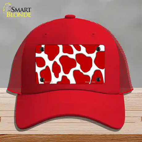 Red White Giraffe Novelty License Plate Hat Mesh / Red