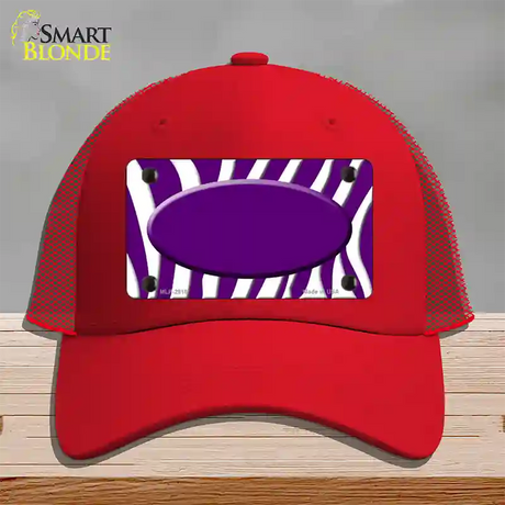 Purple White Zebra Purple Center Oval Novelty License Plate Hat Mesh / Red