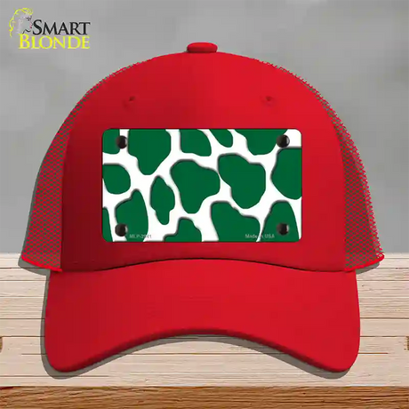 Green White Giraffe Novelty License Plate Hat Mesh / Red