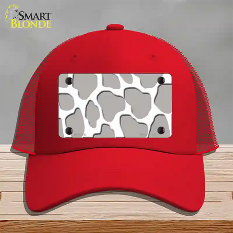 Grey White Giraffe Novelty License Plate Hat Mesh / Red