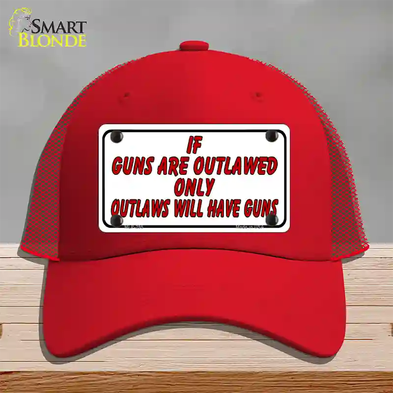 If Guns Are Outlawed Novelty License Plate Hat Mesh / Red