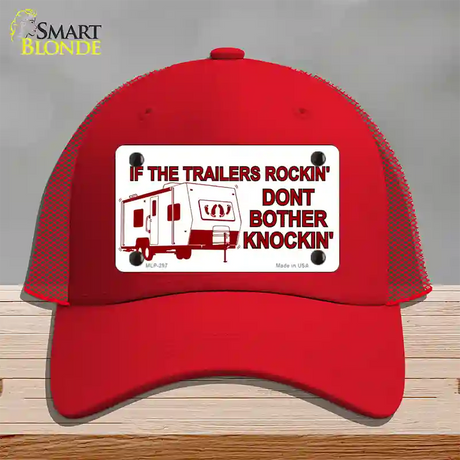 If Trailers Rockin Novelty License Plate Hat Mesh / Red