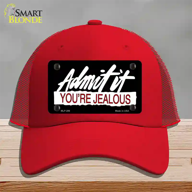 Admit It Your Jealous Novelty License Plate Hat Mesh / Red