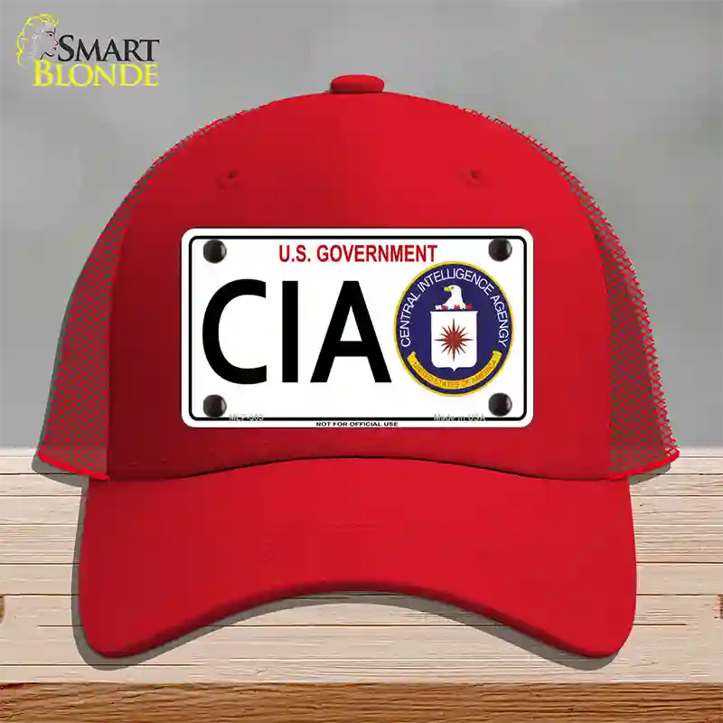 CIA Novelty License Plate Hat Mesh / Red