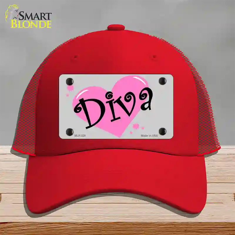 Diva Novelty License Plate Hat Mesh / Red