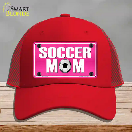 Soccer Mom Novelty License Plate Hat Mesh / Red