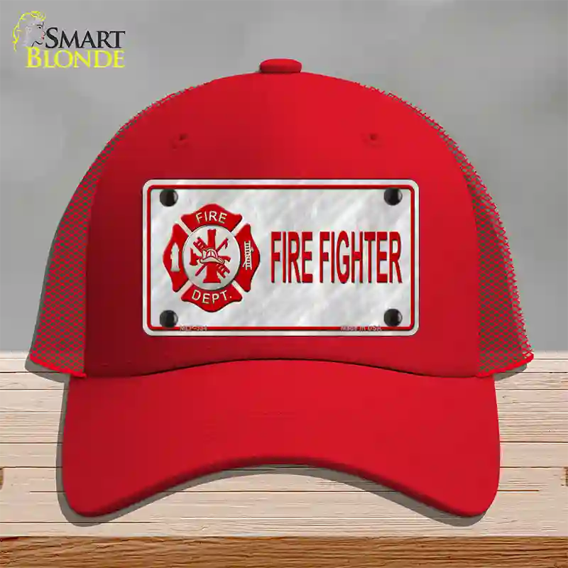 Firefighter Badge Novelty License Plate Hat Mesh / Red