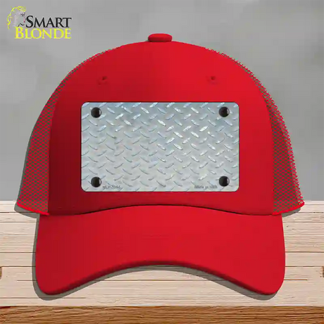 Silver Toolbox Diamond Novelty License Plate Hat Mesh / Red