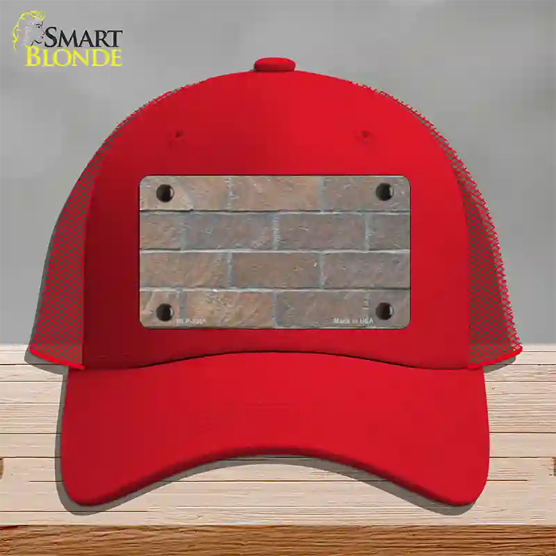 Brick Wall Novelty License Plate Hat Mesh / Red