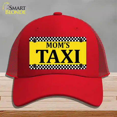 Moms Taxi Novelty License Plate Hat Mesh / Red