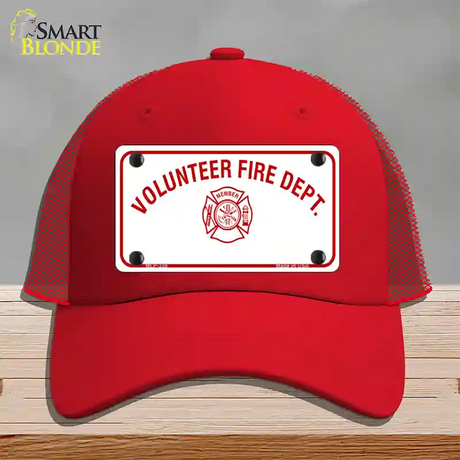 Volunteer Fire Department Novelty License Plate Hat Mesh / Red