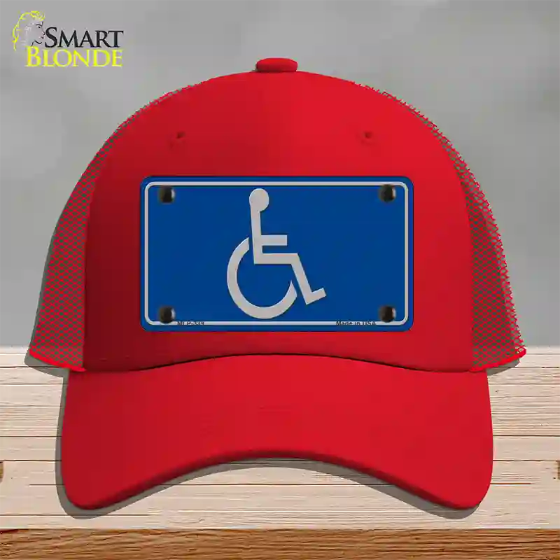 Handicap Logo Novelty License Plate Hat Mesh / Red