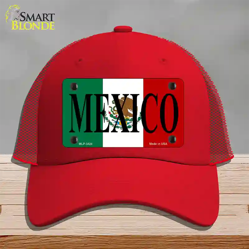 Mexico Novelty License Plate Hat Mesh / Red