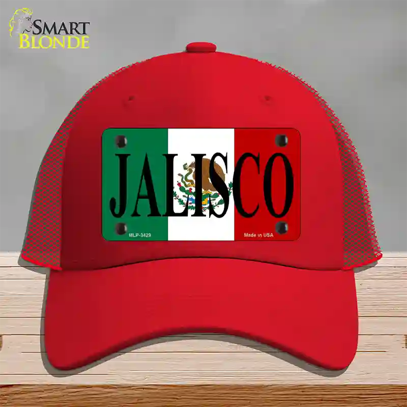 Jalisco Mexico Flag Novelty License Plate Hat Mesh / Red