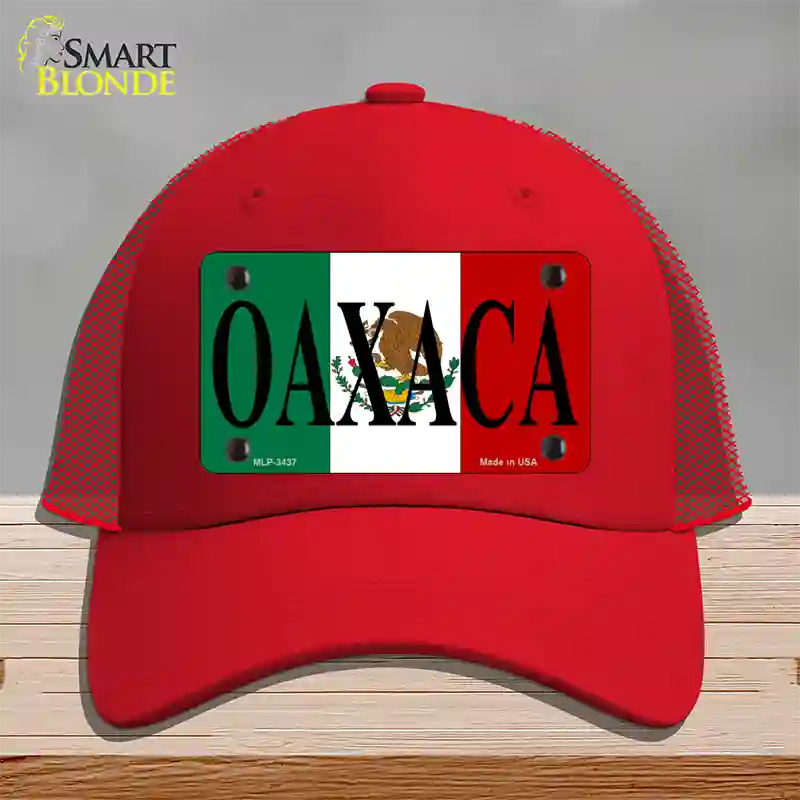 Oaxaca Novelty License Plate Hat Mesh / Red