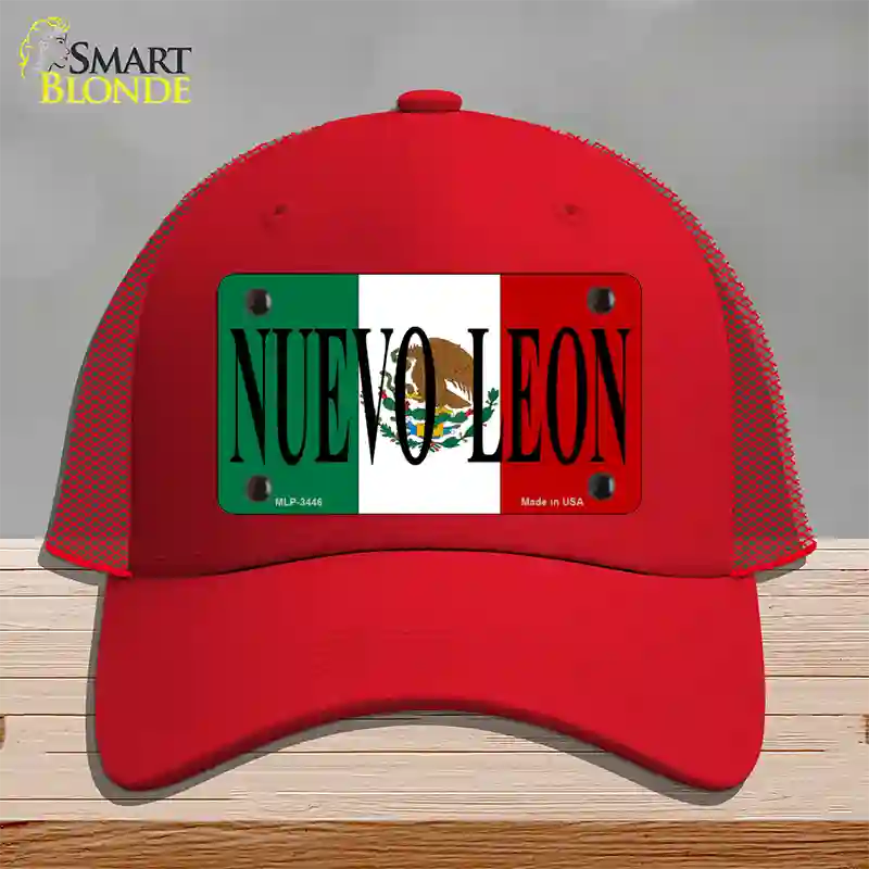 Nuevo Leon Mexico Flag Novelty License Plate Hat Mesh / Red