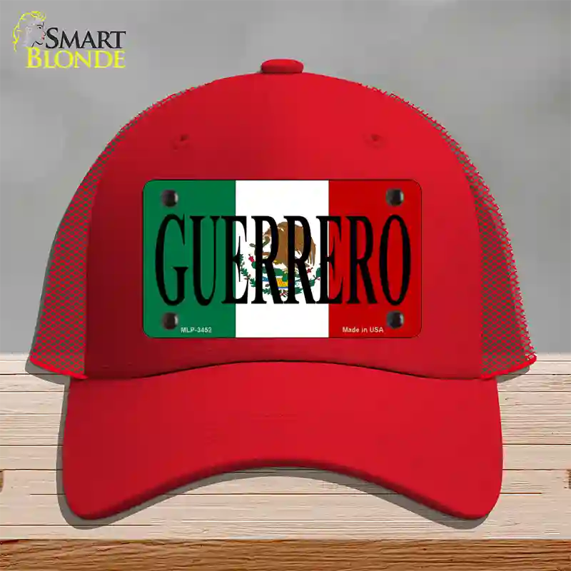 Guerrero Mexico Flag Novelty License Plate Hat Mesh / Red