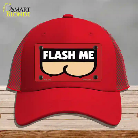 Flash Me Novelty License Plate Hat Mesh / Red