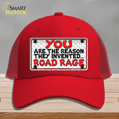 Invented Road Rage Novelty License Plate Hat Mesh / Red