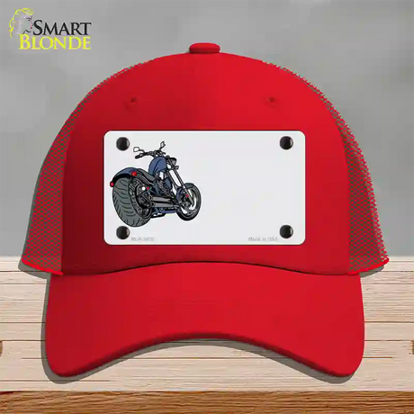 Motorcycle Offset Novelty License Plate Hat Mesh / Red