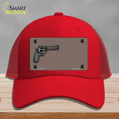 Gun Offset Customizable Novelty License Plate Hat Mesh / Red