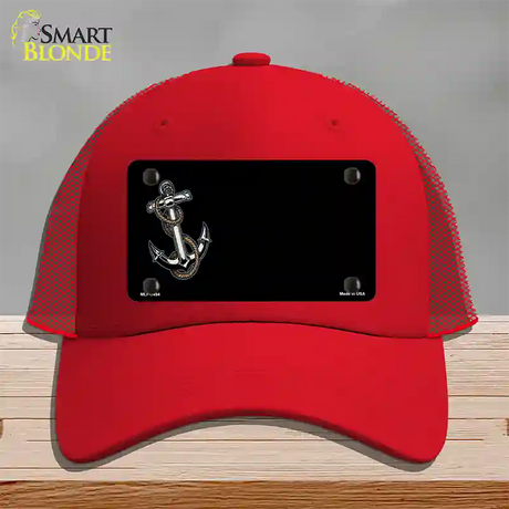 Anchor Offset Novelty License Plate Hat Mesh / Red