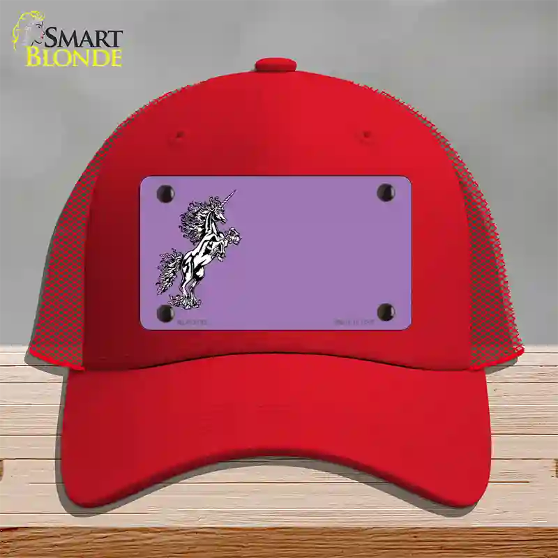 Unicorn Offset Novelty License Plate Hat Mesh / Red