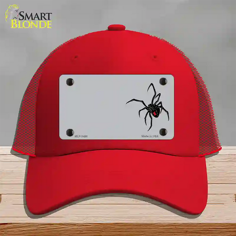 Black Widow Offset Novelty License Plate Hat Mesh / Red