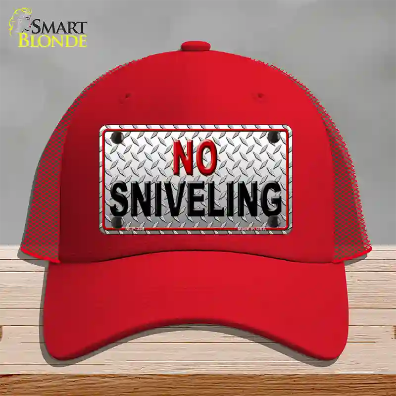 No Sniveling Novelty License Plate Hat Mesh / Red