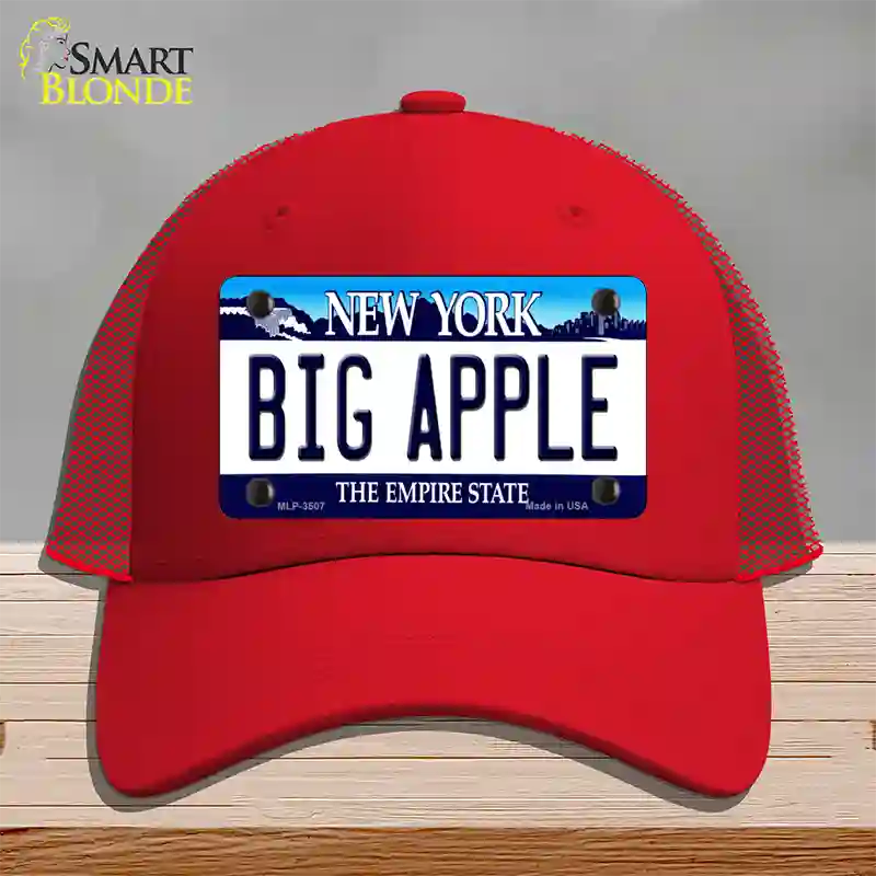 Big Apple New York Novelty License Plate Hat Mesh / Red