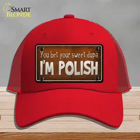 You Bet Im Polish Novelty License Plate Hat Mesh / Red