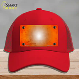 Orange White Fade Scratched Novelty License Plate Hat Mesh / Red