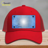 Lt Blue White Fade Scratched Novelty License Plate Hat Mesh / Red