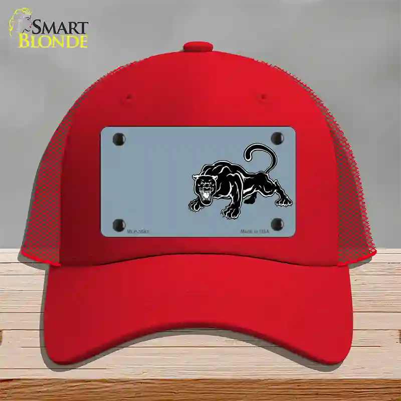 Black Panther Offset Novelty License Plate Hat Mesh / Red