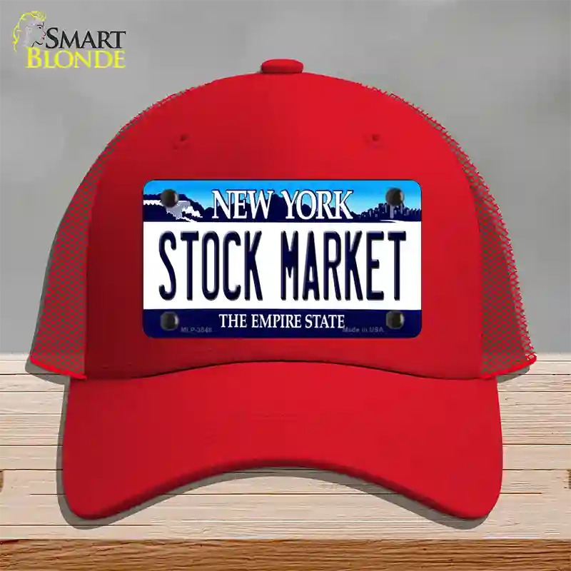 Stock Market New York Novelty License Plate Hat Mesh / Red