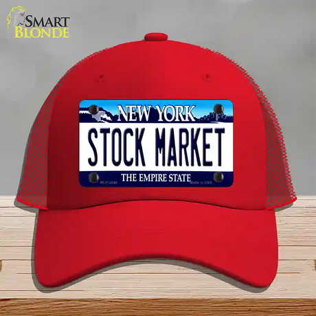 Stock Market New York Novelty License Plate Hat Mesh / Red