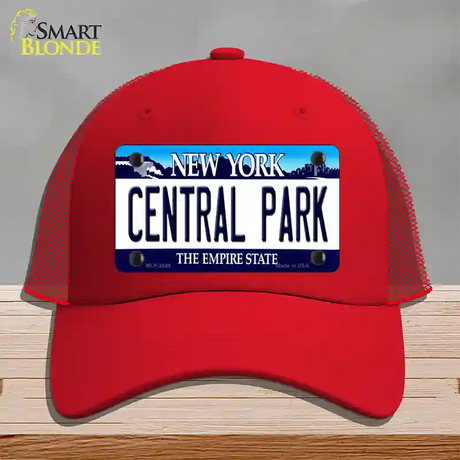 Central Park New York Novelty License Plate Hat Mesh / Red