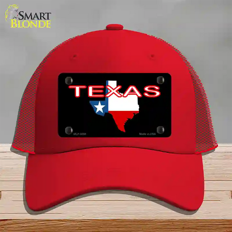 Texas Filled State Flag Novelty License Plate Hat Mesh / Red