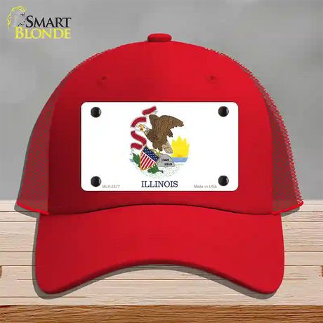 Illinois State Flag Novelty License Plate Hat Mesh / Red