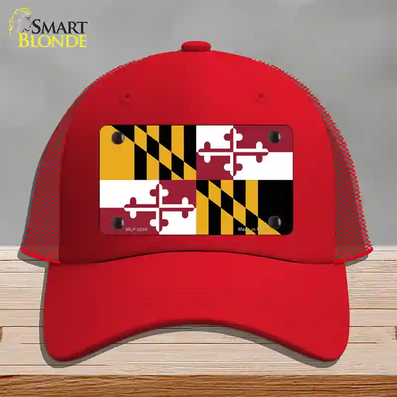 Maryland State Flag Novelty License Plate Hat Mesh / Red