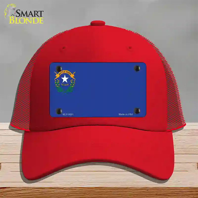 Nevada State Flag Novelty License Plate Hat Mesh / Red