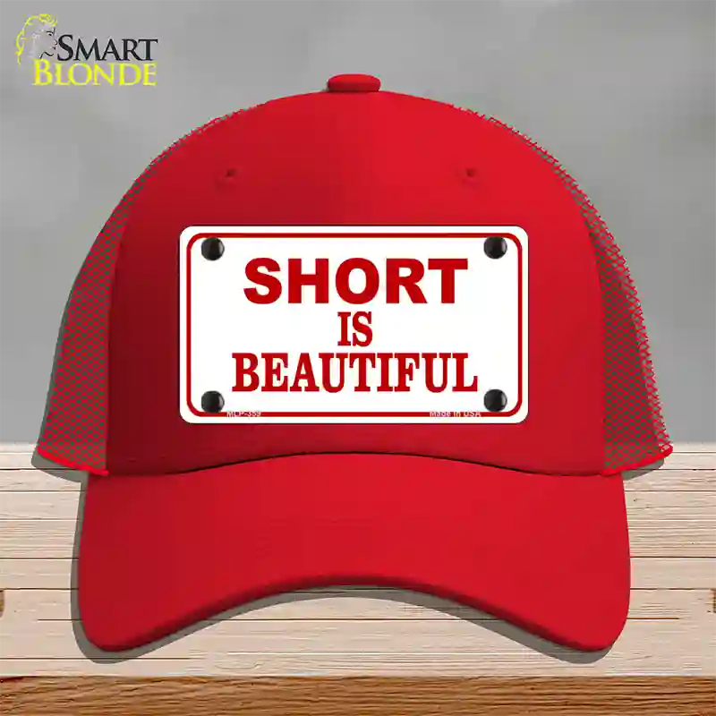 Short Is Beautiful Novelty License Plate Hat Mesh / Red