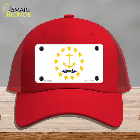 Rhode Island State Flag Novelty License Plate Hat Mesh / Red