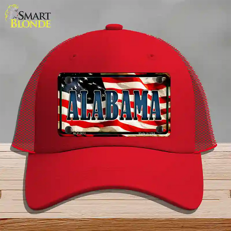 Alabama USA Novelty License Plate Hat Mesh / Red