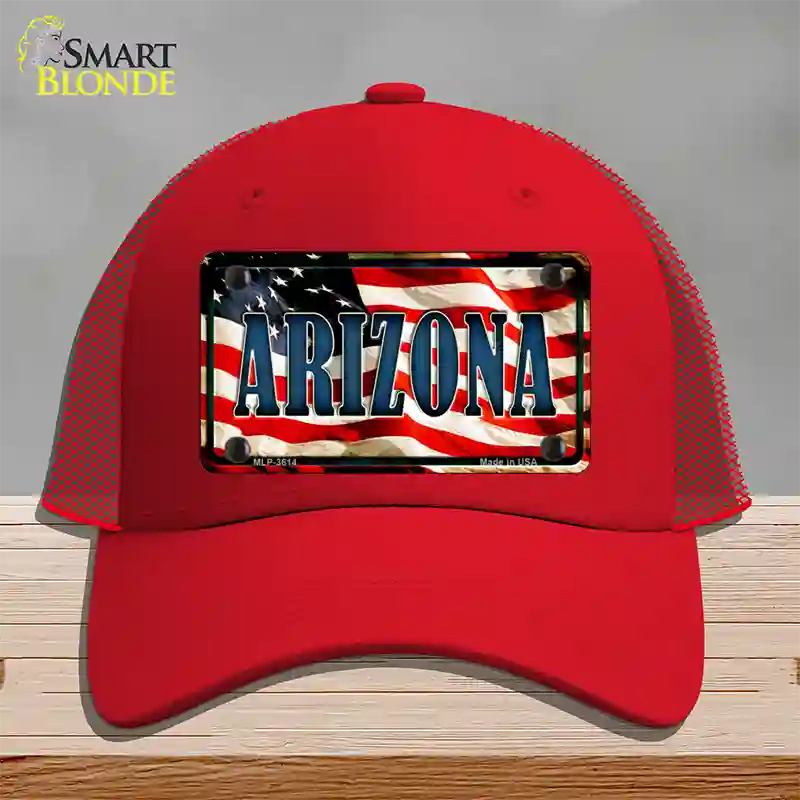 Arizona USA Novelty License Plate Hat Mesh / Red