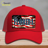 Florida USA Novelty License Plate Hat Mesh / Red