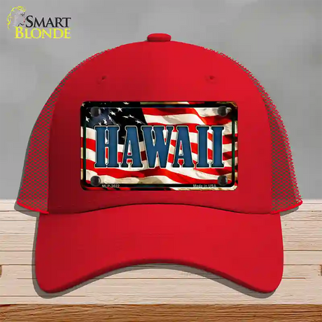 Hawaii USA Novelty License Plate Hat Mesh / Red