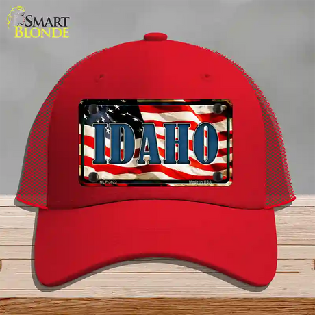 Idaho USA Novelty License Plate Hat Mesh / Red